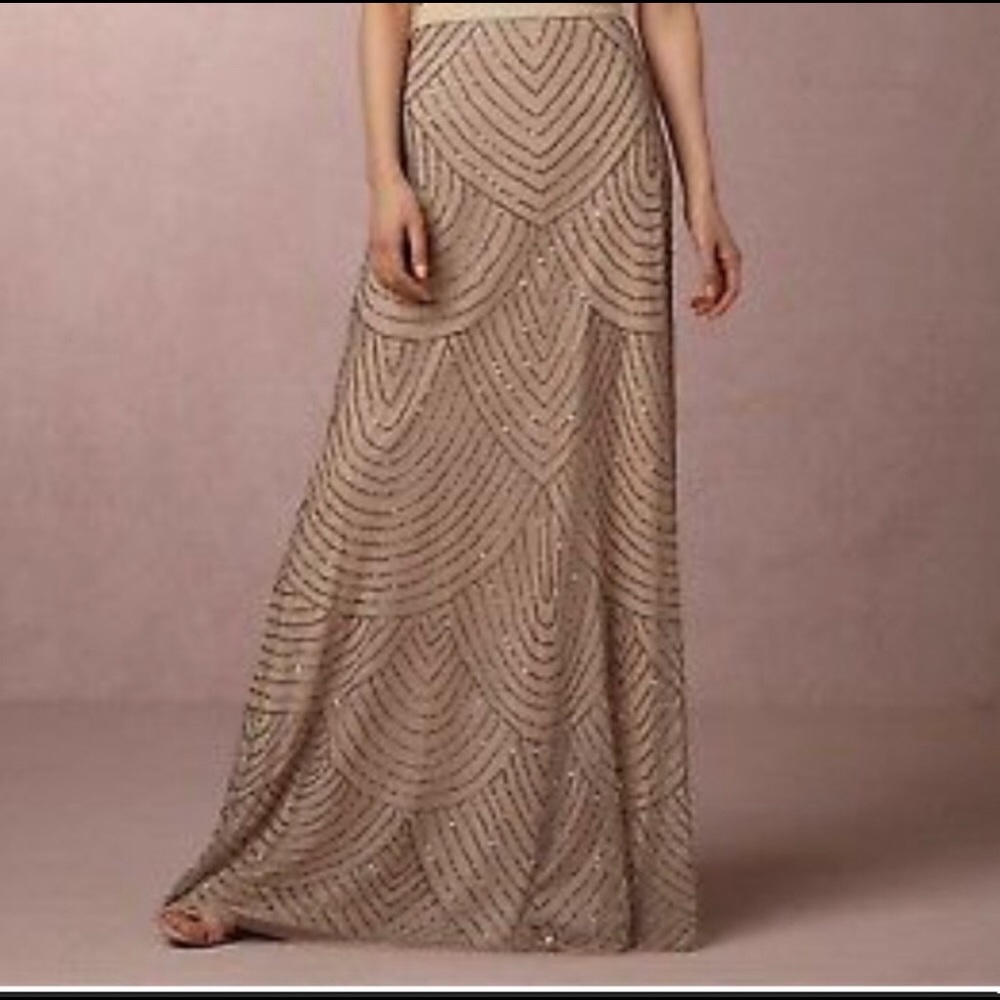 Adrianna Papell beaded maxi skirt in blush